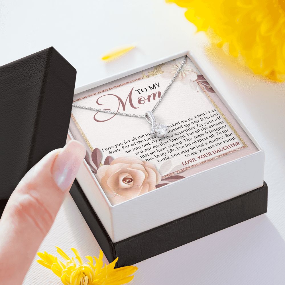 DEAR MOM, ALLURING BEAUTY NECKLACE FOR MOM, NECKLACE WITH MESSAGE CARD, MOTHER'S DAY GIFT FOR HER, FROM DAUGHTER