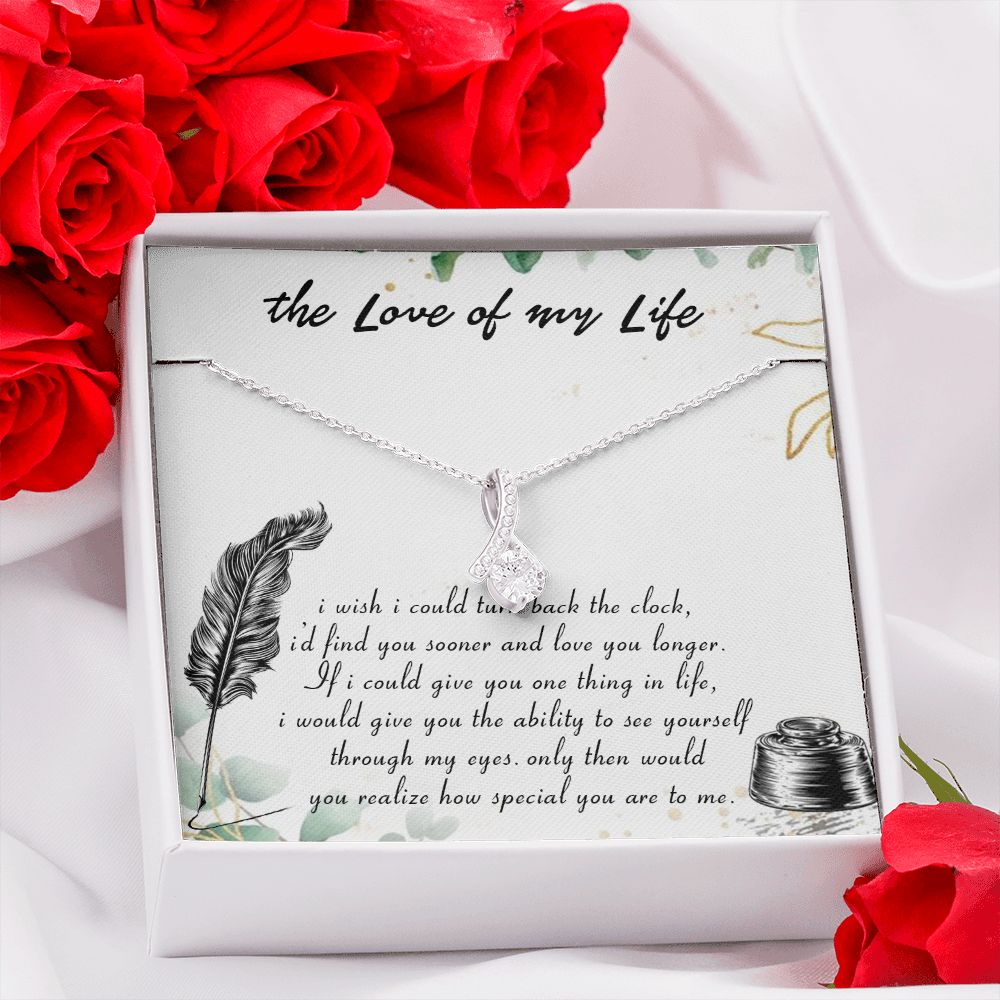 THE LOVE OF MY LIFE, SOULMATE NECKLACE WITH MESSAGE CARD, BIRTHDAY GIFT FOR HER