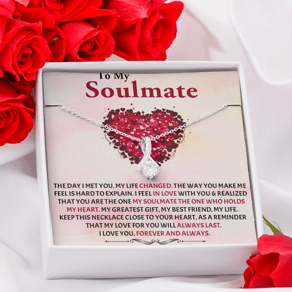 Alluring Beauty Necklace, To My Soulmate Necklace With Message Card, Birthday Gift For Her