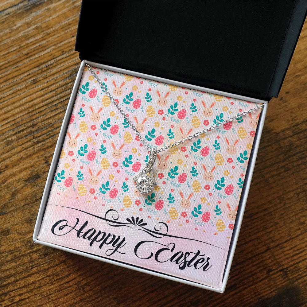 HAPPY EASTER, ALLURING BEAUTY NECKLACE WITH MESSAGE CARD, EASTER GIFT FOR DAUGHTER, GRANDKIDS, TODDLERS,SISTER
