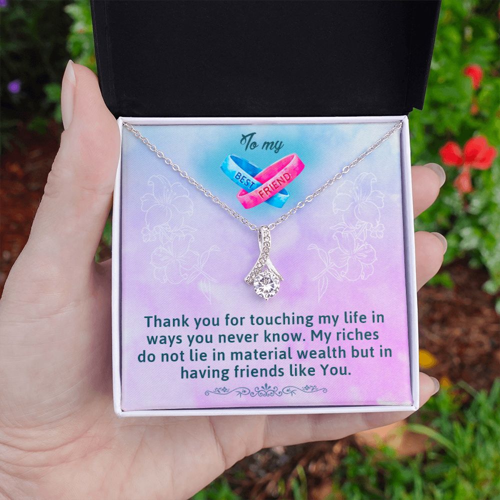TO MY BEST FRIEND, ALLURING BEAUTY NECKLACE WITH MESSAGE CARD, FOR SISTERS, FRIENDS, BFF, BIRTHDAY, FRIENDSHIP DAY GIFT FOR HER