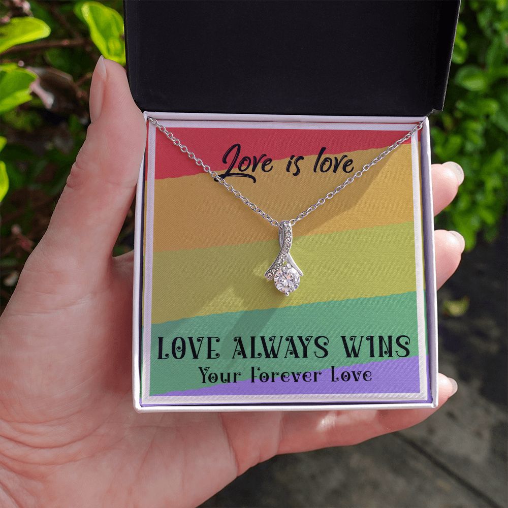 LOVE IS LOVE, ALLURING BEAUTY NECKLACE FOR SOULMATE, FOR YOUR LGBTQ PARTNER, WITH MESSAGE CARD, PRIDE NECKLACE,