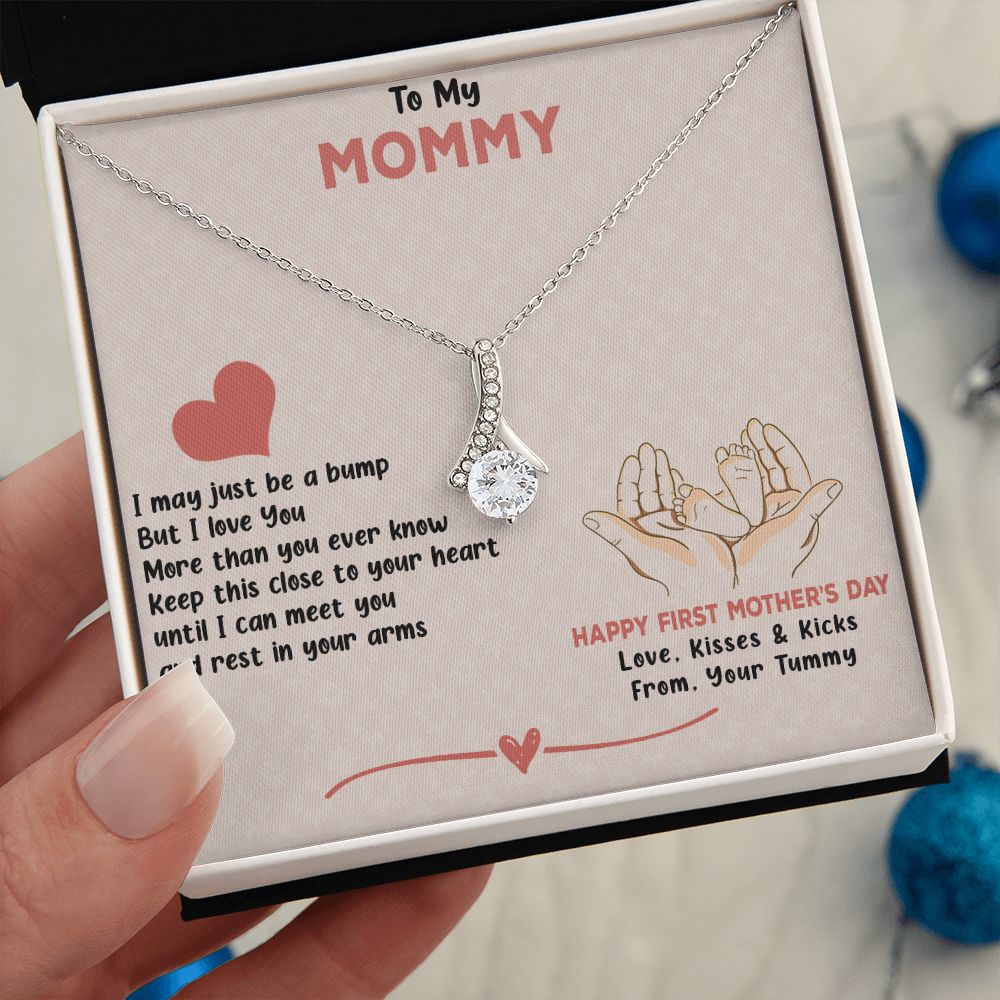 TO MY MOMMY, HAPPY FIRST MOTHERS DAY, ALLURING BEAUTY NECKLACE FOR MOM TO BE, NECKLACE WITH MESSAGE CARD, MOTHER'S DAY GIFT FOR HER