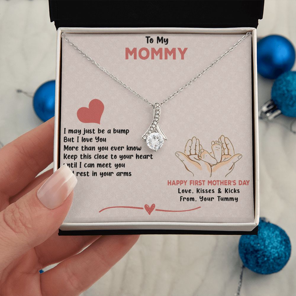 TO MY MOMMY, HAPPY FIRST MOTHERS DAY, ALLURING BEAUTY NECKLACE FOR MOM TO BE, NECKLACE WITH MESSAGE CARD, MOTHER'S DAY GIFT FOR HER