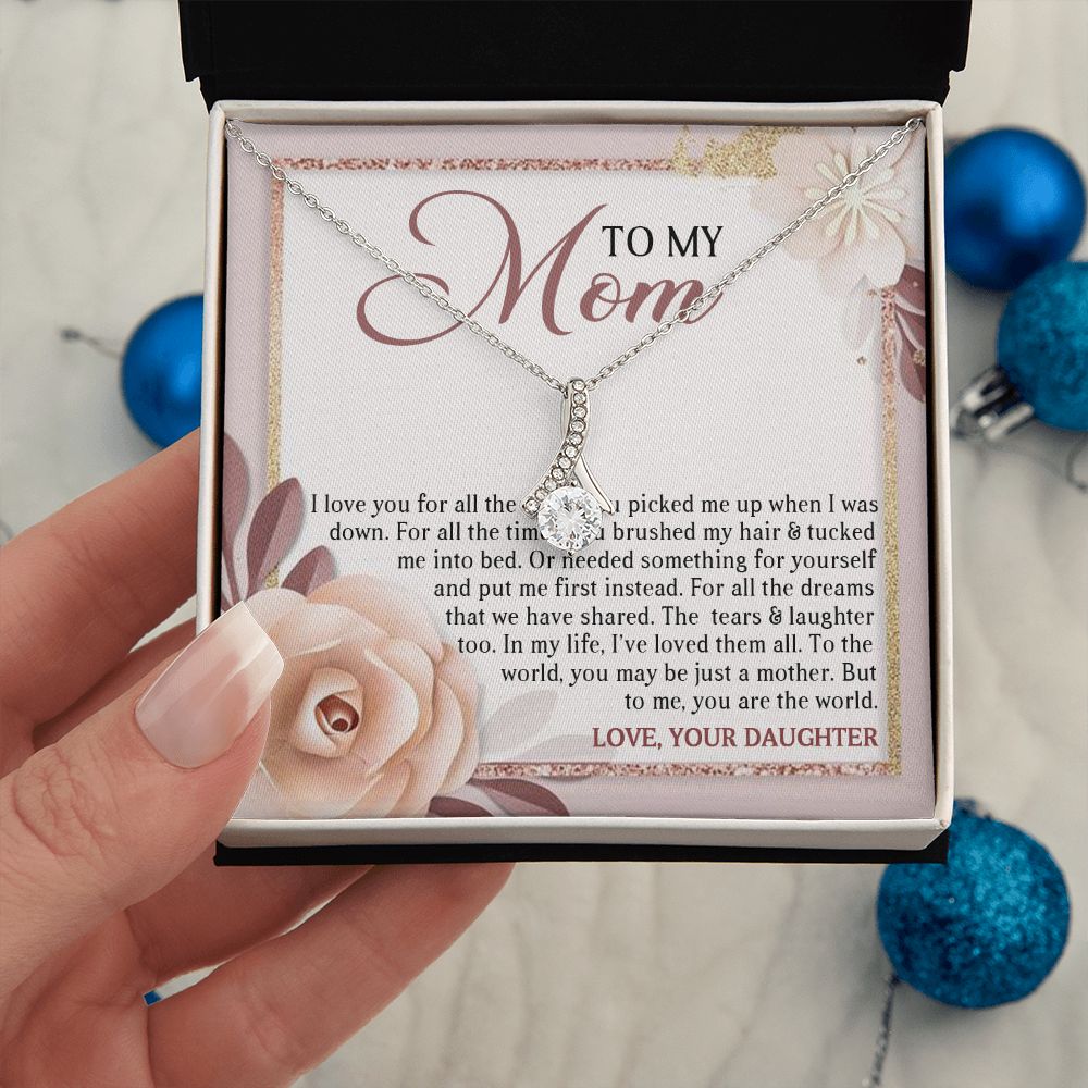 DEAR MOM, ALLURING BEAUTY NECKLACE FOR MOM, NECKLACE WITH MESSAGE CARD, MOTHER'S DAY GIFT FOR HER, FROM DAUGHTER