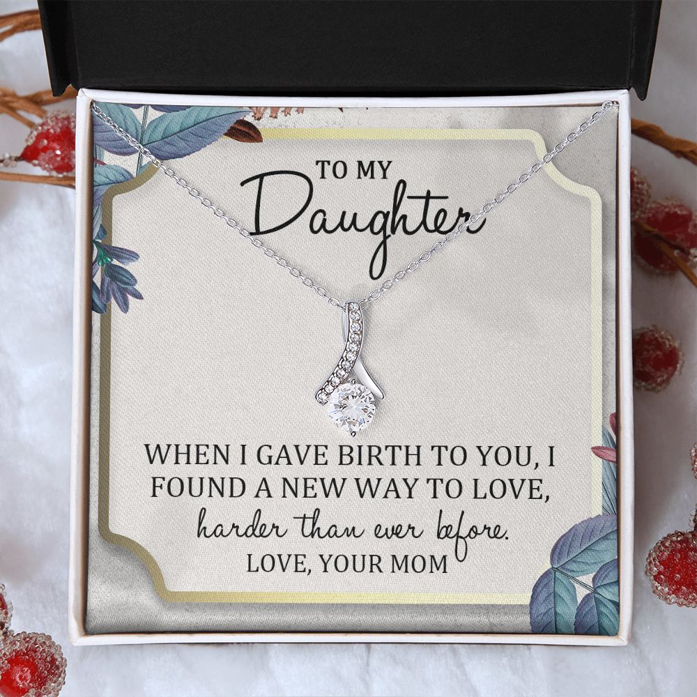 TO MY DAUGHTER, ALLURING BEAUTY NECKLACE WITH MESSAGE CARD, BIRTHDAY AND DAUGHTERS DAY GIFT FOR HER