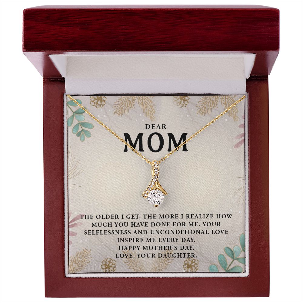 DEAR MOM, HAPPY MOTHERS DAY, ALLURING BEAUTY NECKLACE FOR MOM, NECKLACE WITH MESSAGE CARD, MOTHER'S DAY GIFT FOR HER, FROM DAUGHTER