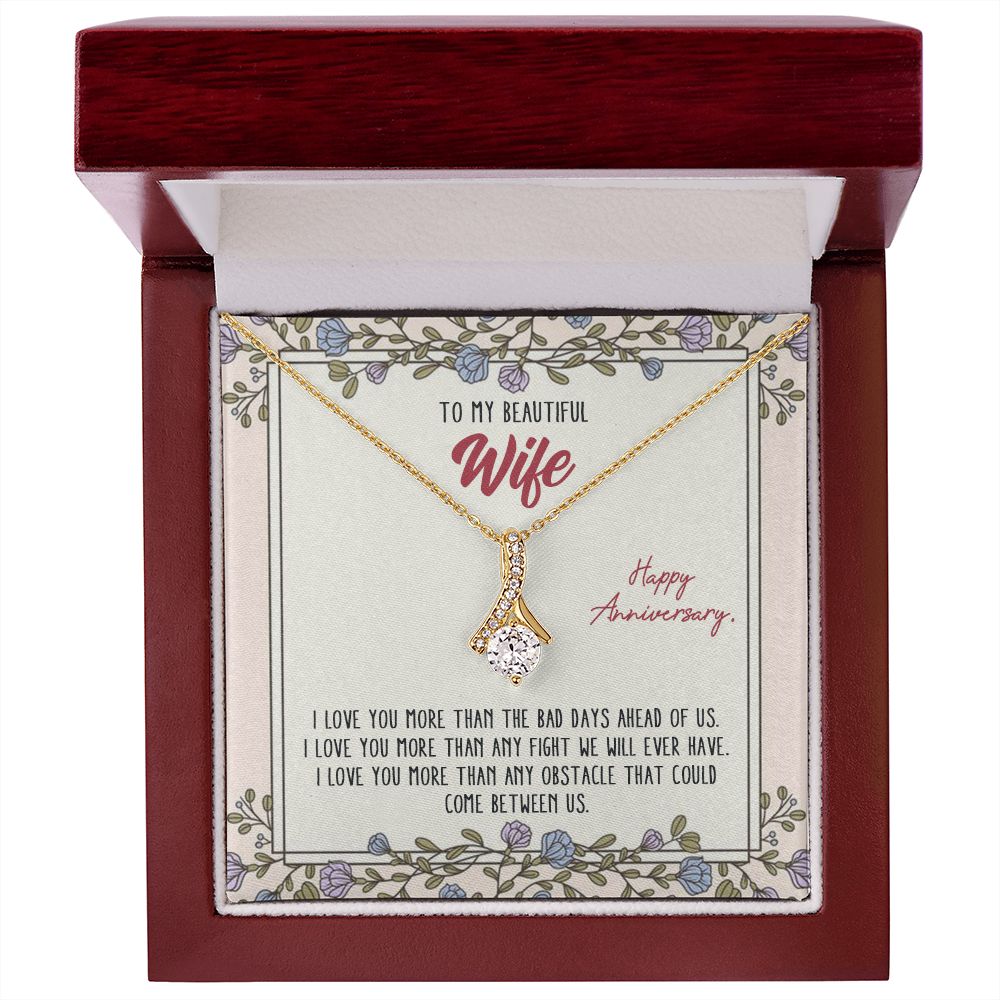 To My Anniversary Wife, Alluring Beauty Necklace, For Bride To Be, Necklace With Message Card, Gift For Her