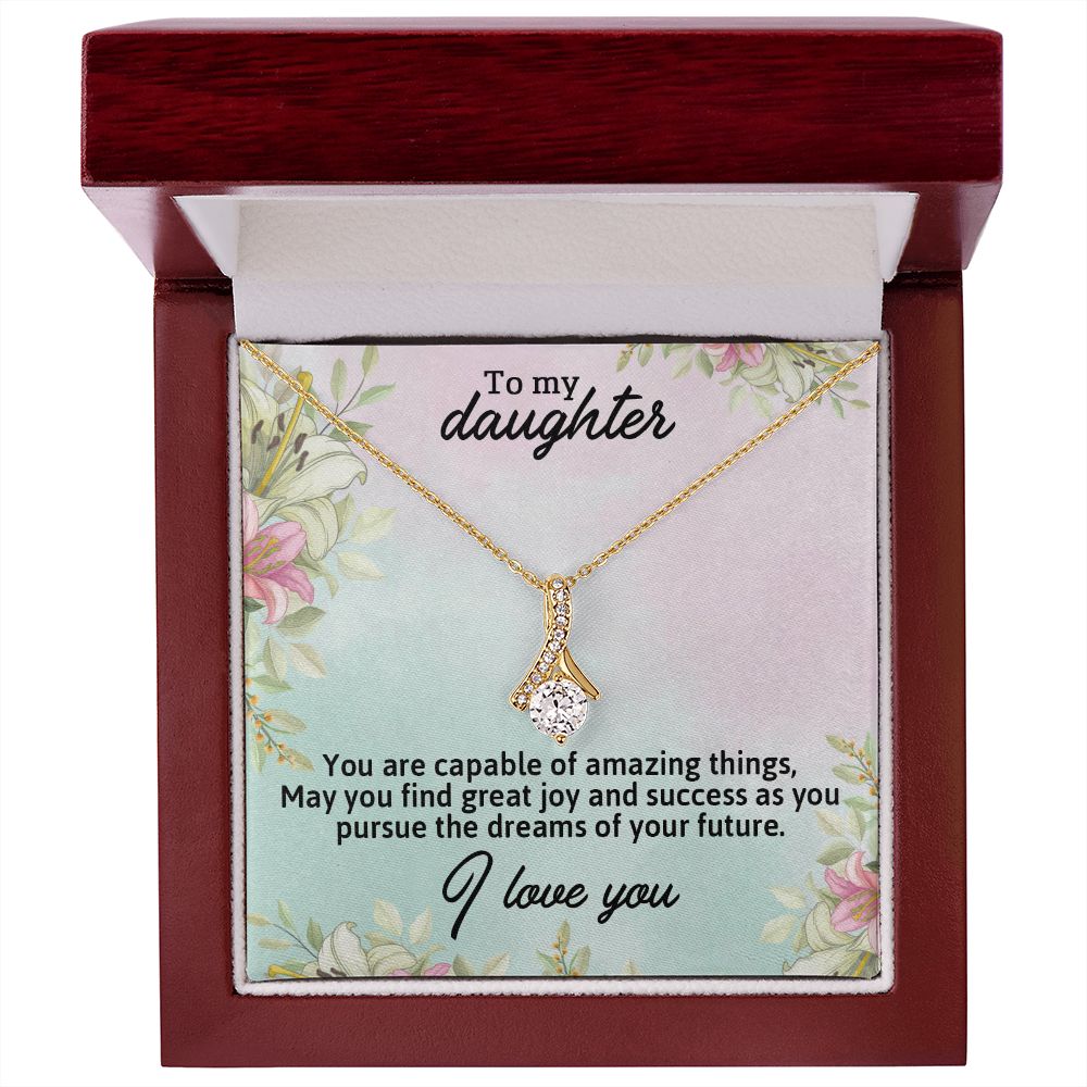 TO MY DAUGHTER, I LOVE YOU, LOVE KNOT NECKLACE WITH MESSAGE CARD, BIRTHDAY AND DAUGHTERS DAY GIFT FOR HER