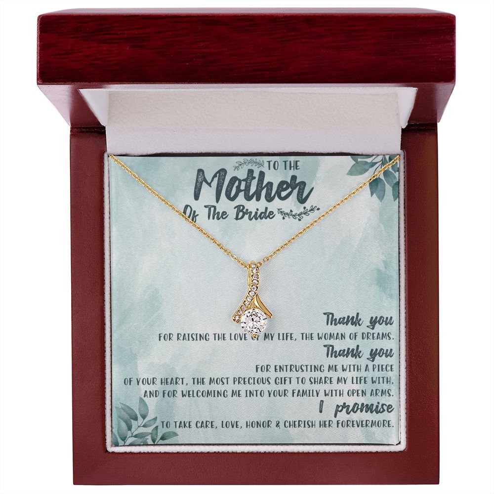 TO THE MOTHER OF THE BRIDE, ALLURING BEAUTY NECKLACE FOR MOM-IN-LAW, NECKLACE WITH MESSAGE CARD, BIRTHDAY, MOTHER'S DAY GIFT FOR HER