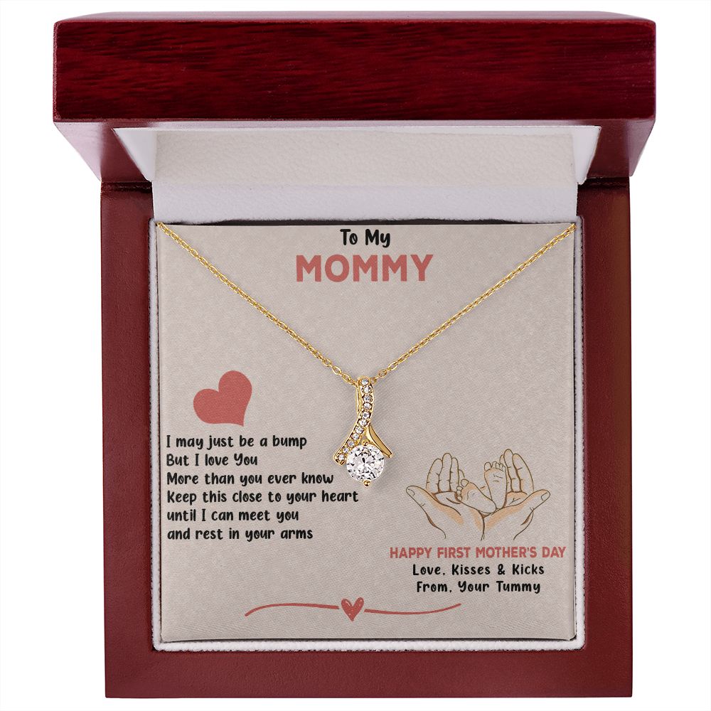 TO MY MOMMY, HAPPY FIRST MOTHERS DAY, ALLURING BEAUTY NECKLACE FOR MOM TO BE, NECKLACE WITH MESSAGE CARD, MOTHER'S DAY GIFT FOR HER