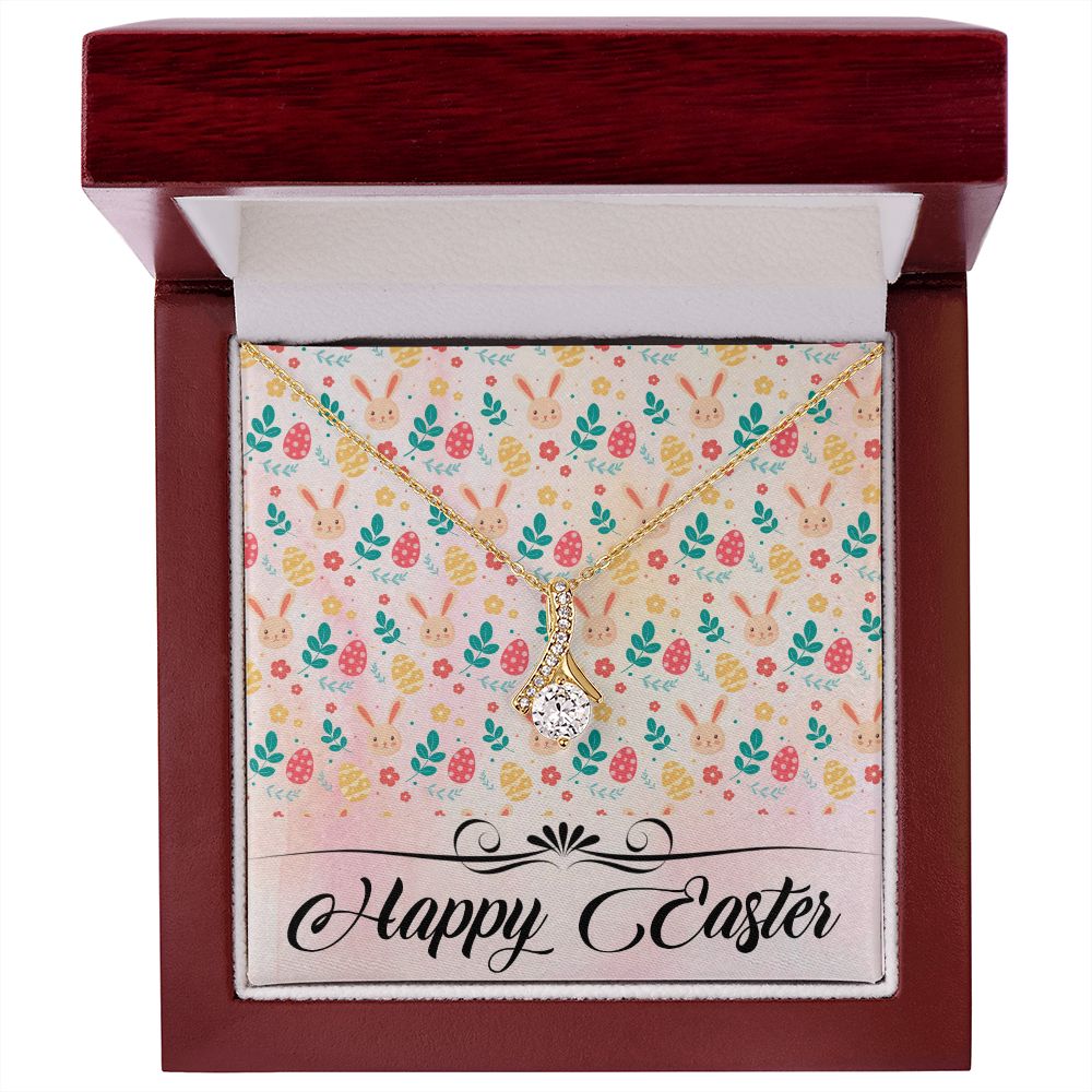 HAPPY EASTER, ALLURING BEAUTY NECKLACE WITH MESSAGE CARD, EASTER GIFT FOR DAUGHTER, GRANDKIDS, TODDLERS,SISTER