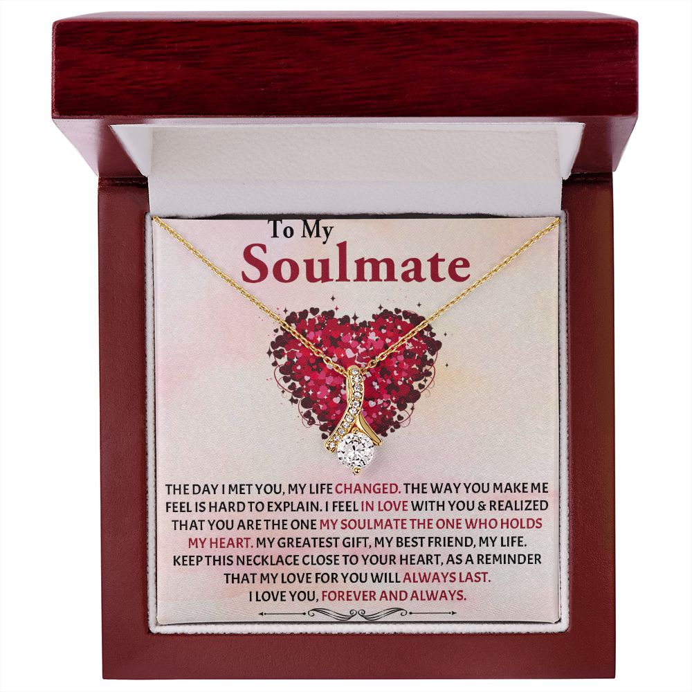 Alluring Beauty Necklace, To My Soulmate Necklace With Message Card, Birthday Gift For Her