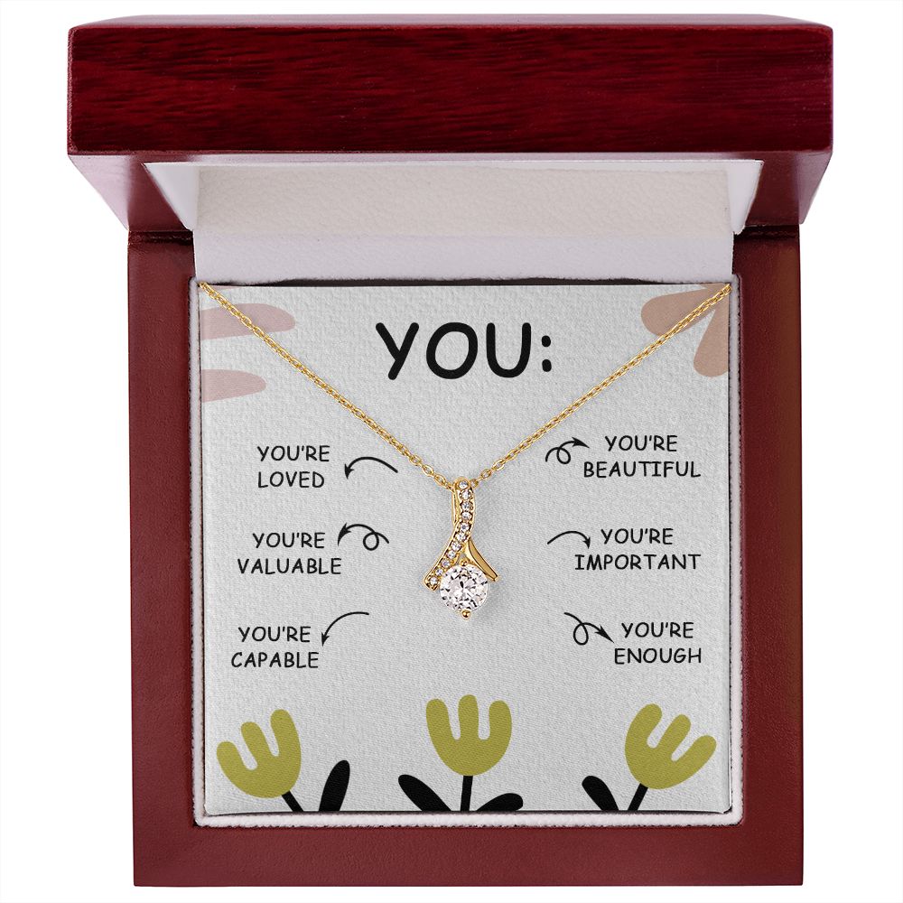 YOU'RE BEAUTIFUL, ALLURING BEAUTY NECKLACE, MOTIVATE YOUR LOVED ONES WITH THIS BEAUTIFUL MESSAGE CARD, UNIQUE GIFT FOR FRIENDS AND FAMILY