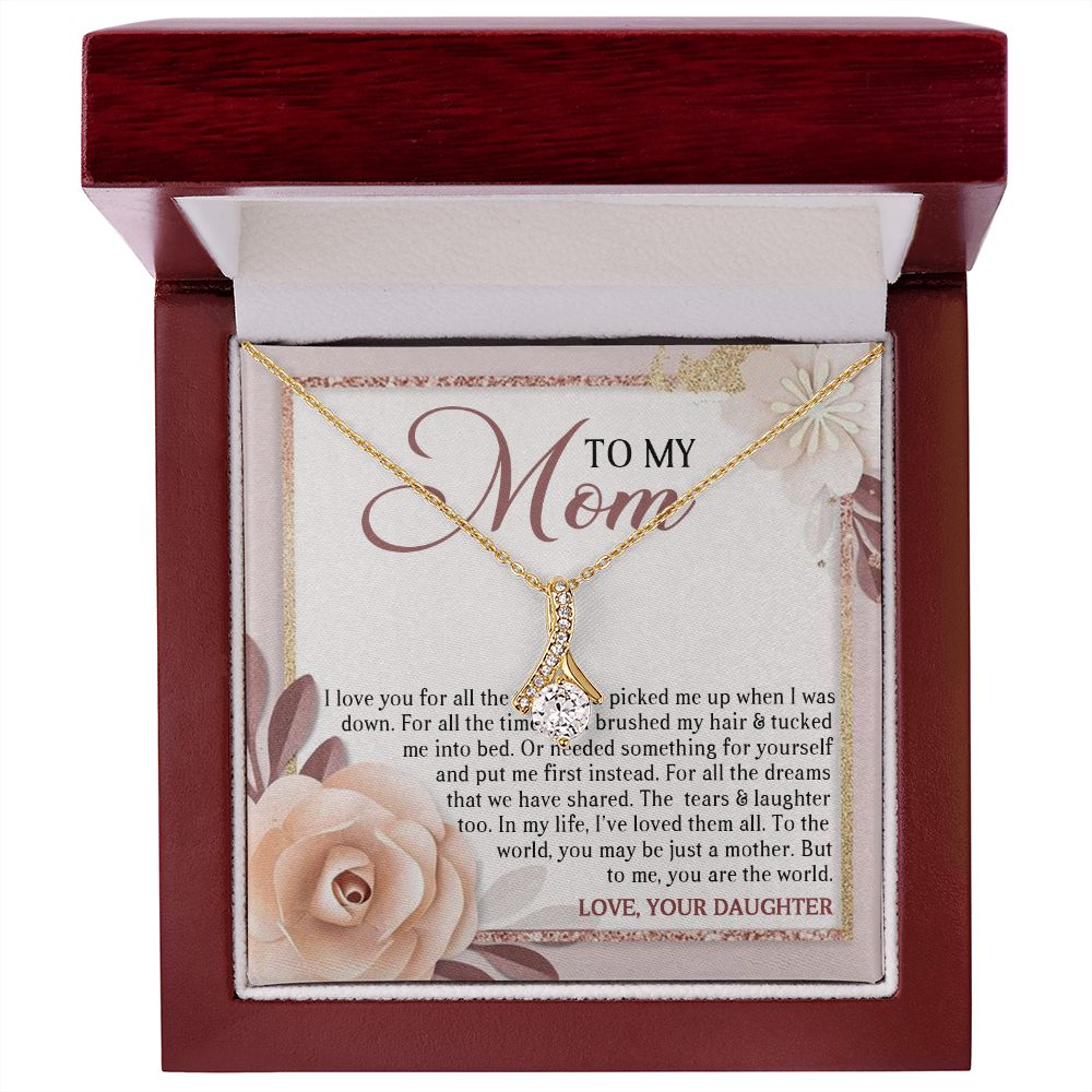 DEAR MOM, ALLURING BEAUTY NECKLACE FOR MOM, NECKLACE WITH MESSAGE CARD, MOTHER'S DAY GIFT FOR HER, FROM DAUGHTER