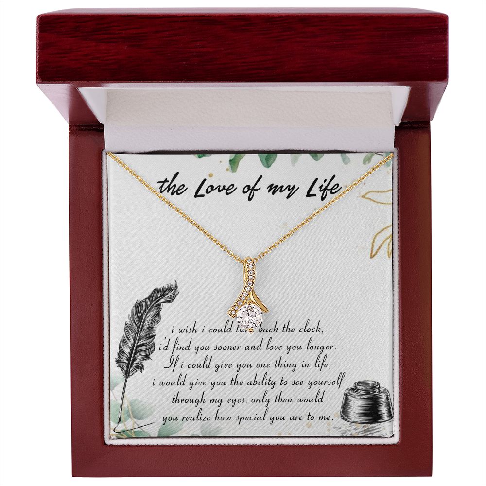 THE LOVE OF MY LIFE, SOULMATE NECKLACE WITH MESSAGE CARD, BIRTHDAY GIFT FOR HER