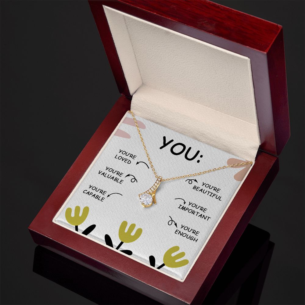 YOU'RE BEAUTIFUL, ALLURING BEAUTY NECKLACE, MOTIVATE YOUR LOVED ONES WITH THIS BEAUTIFUL MESSAGE CARD, UNIQUE GIFT FOR FRIENDS AND FAMILY