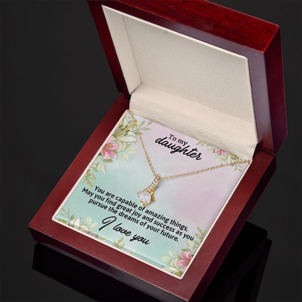 TO MY DAUGHTER, I LOVE YOU, LOVE KNOT NECKLACE WITH MESSAGE CARD, BIRTHDAY AND DAUGHTERS DAY GIFT FOR HER