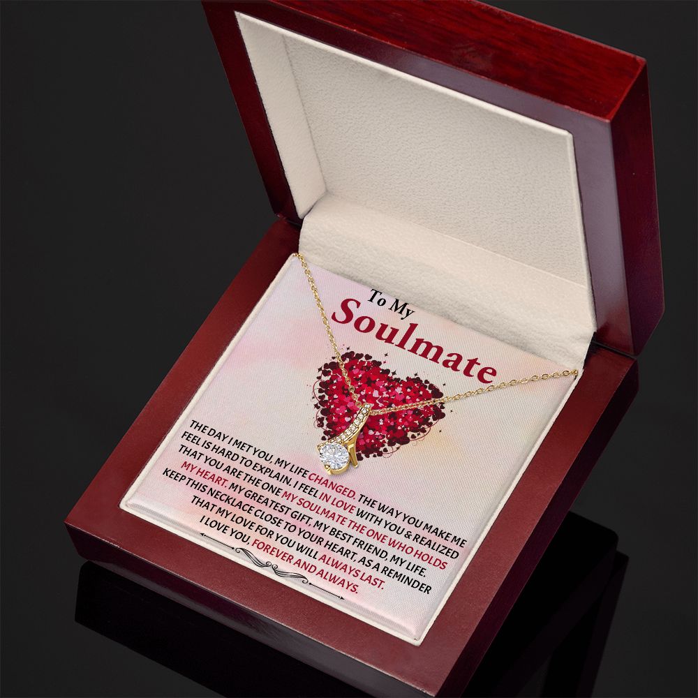 Alluring Beauty Necklace, To My Soulmate Necklace With Message Card, Birthday Gift For Her