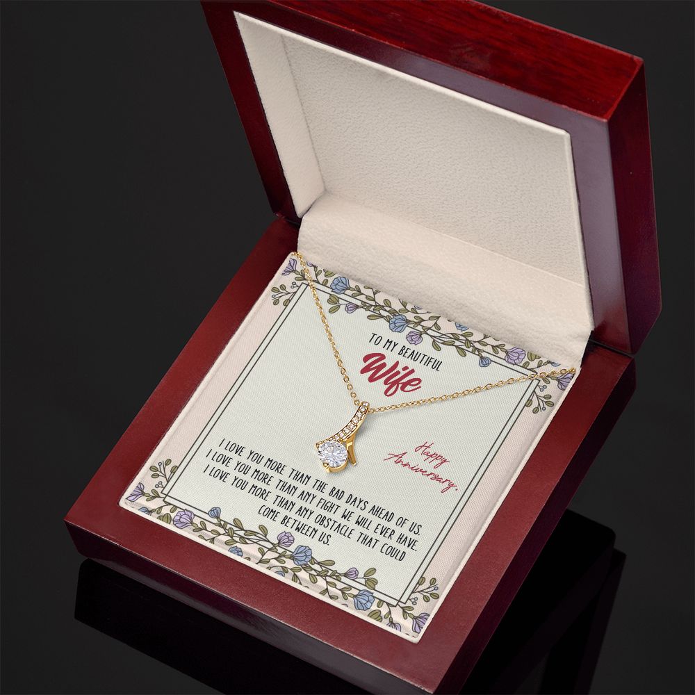 To My Anniversary Wife, Alluring Beauty Necklace, For Bride To Be, Necklace With Message Card, Gift For Her
