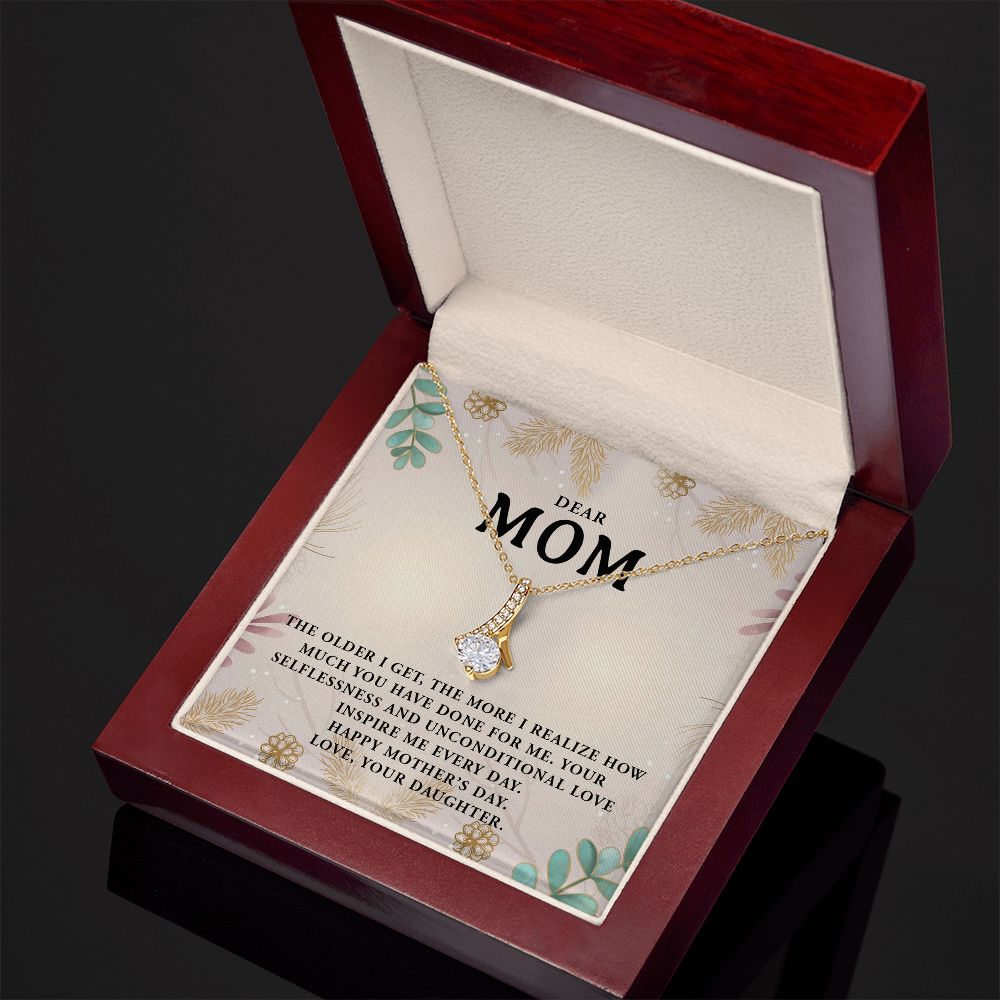 DEAR MOM, HAPPY MOTHERS DAY, ALLURING BEAUTY NECKLACE FOR MOM, NECKLACE WITH MESSAGE CARD, MOTHER'S DAY GIFT FOR HER, FROM DAUGHTER