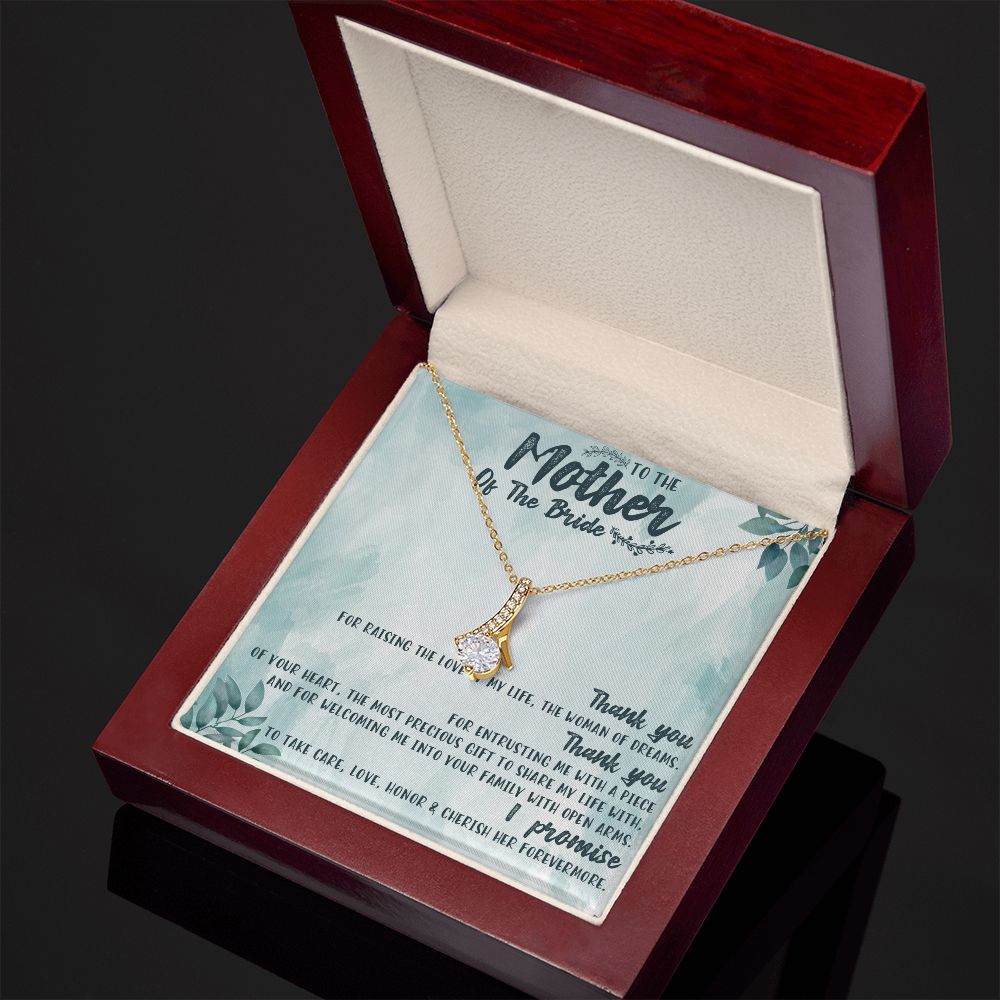 TO THE MOTHER OF THE BRIDE, ALLURING BEAUTY NECKLACE FOR MOM-IN-LAW, NECKLACE WITH MESSAGE CARD, BIRTHDAY, MOTHER'S DAY GIFT FOR HER