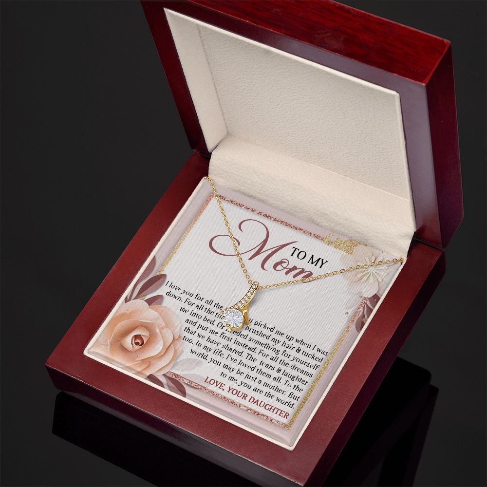 DEAR MOM, ALLURING BEAUTY NECKLACE FOR MOM, NECKLACE WITH MESSAGE CARD, MOTHER'S DAY GIFT FOR HER, FROM DAUGHTER
