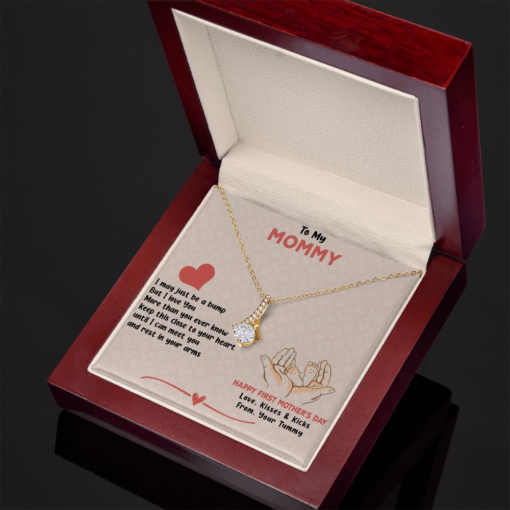 TO MY MOMMY, HAPPY FIRST MOTHERS DAY, ALLURING BEAUTY NECKLACE FOR MOM TO BE, NECKLACE WITH MESSAGE CARD, MOTHER'S DAY GIFT FOR HER