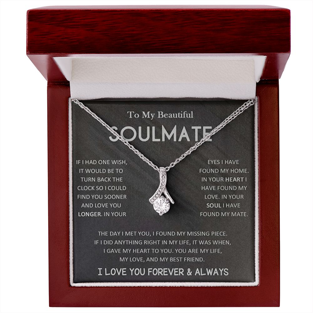 Alluring Beauty Necklace To My Beautiful Soulmate , Best Gift For Birthday, Anniversary, Romantic Christmas Gift For Wife, Soulmate Jewelry, Gift For Her, Sentimental Message Card, Wedding Gift For Her, Necklace For Her