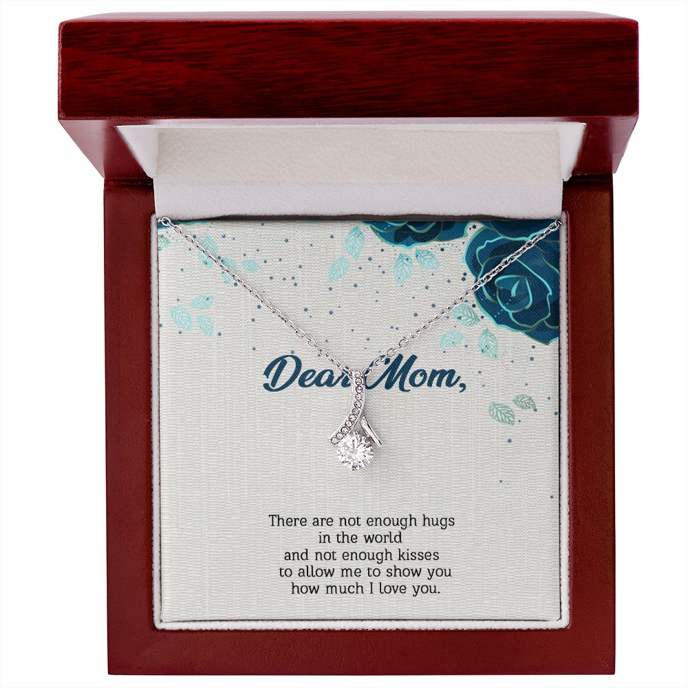 Dear Mom, I Love You Alluring Beauty Necklace, Gift for Mother's Day, Christmas, Birthday, Silver Jewelry with Message Card, Mom/Daughter Gifts