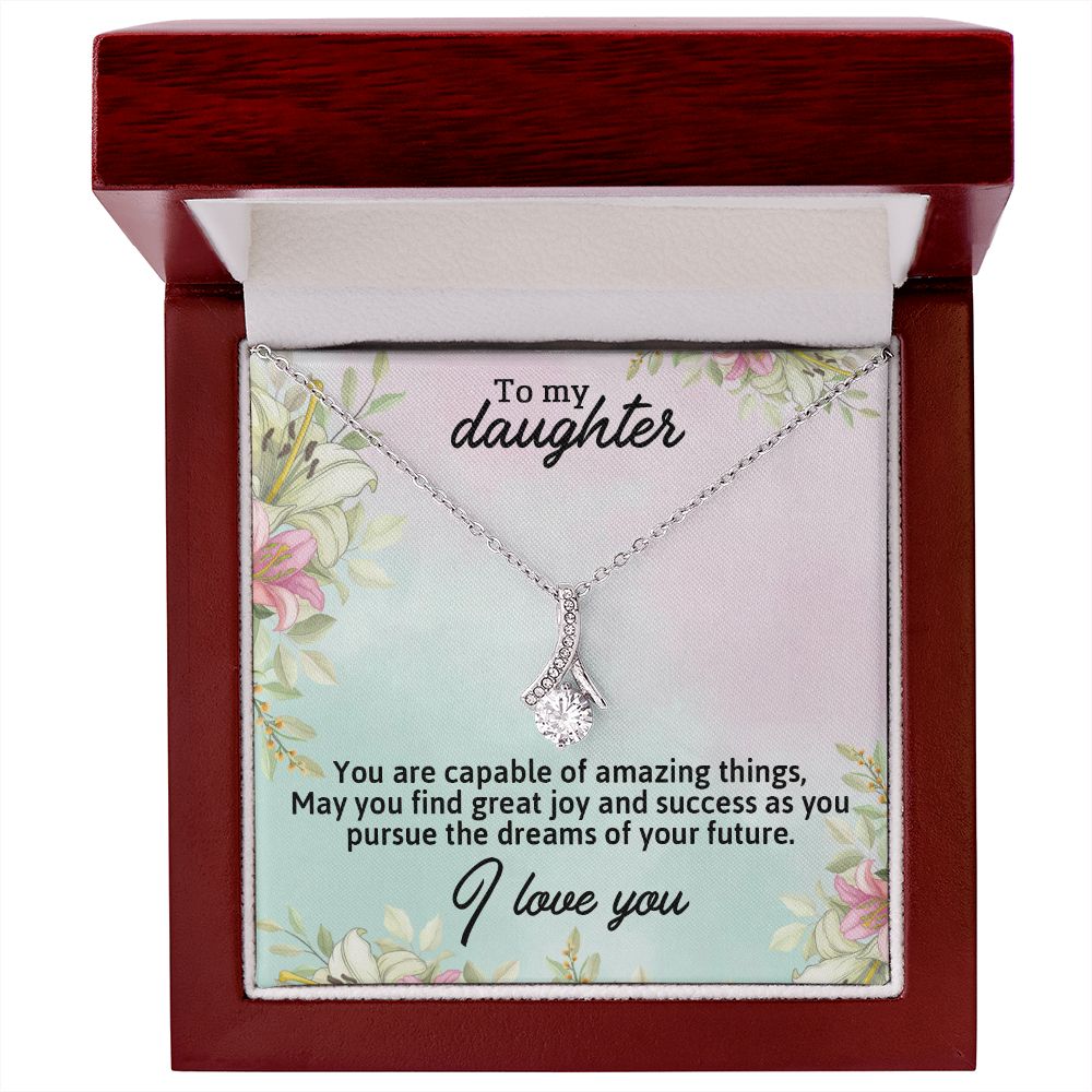 TO MY DAUGHTER, I LOVE YOU, LOVE KNOT NECKLACE WITH MESSAGE CARD, BIRTHDAY AND DAUGHTERS DAY GIFT FOR HER