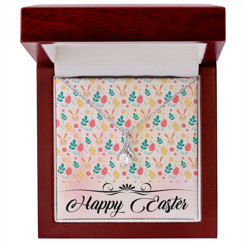 HAPPY EASTER, ALLURING BEAUTY NECKLACE WITH MESSAGE CARD, EASTER GIFT FOR DAUGHTER, GRANDKIDS, TODDLERS,SISTER