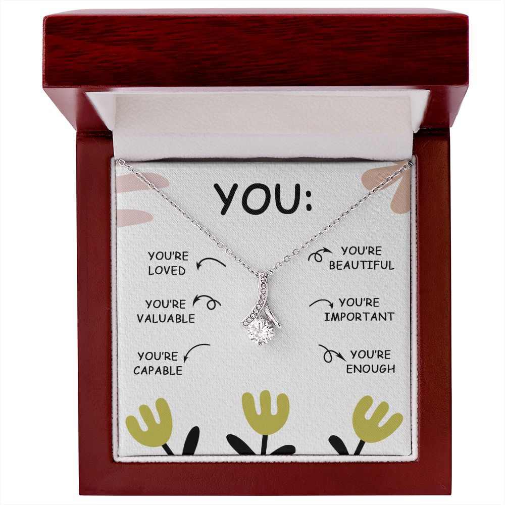 YOU'RE BEAUTIFUL, ALLURING BEAUTY NECKLACE, MOTIVATE YOUR LOVED ONES WITH THIS BEAUTIFUL MESSAGE CARD, UNIQUE GIFT FOR FRIENDS AND FAMILY