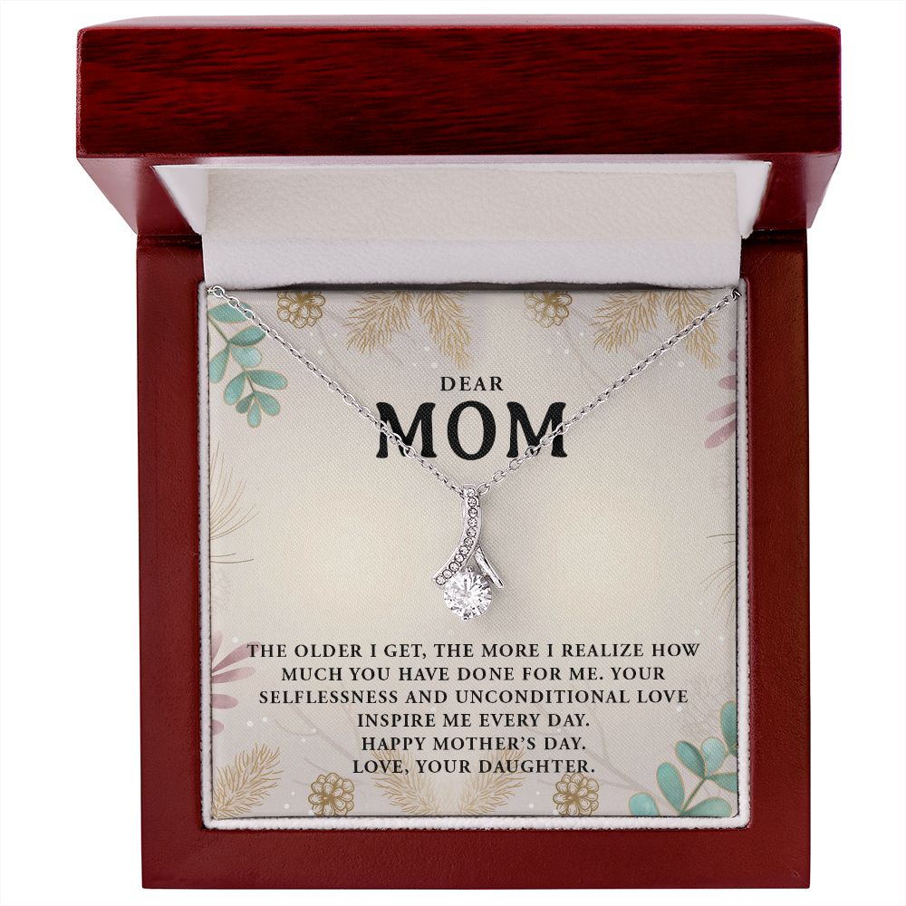 DEAR MOM, HAPPY MOTHERS DAY, ALLURING BEAUTY NECKLACE FOR MOM, NECKLACE WITH MESSAGE CARD, MOTHER'S DAY GIFT FOR HER, FROM DAUGHTER