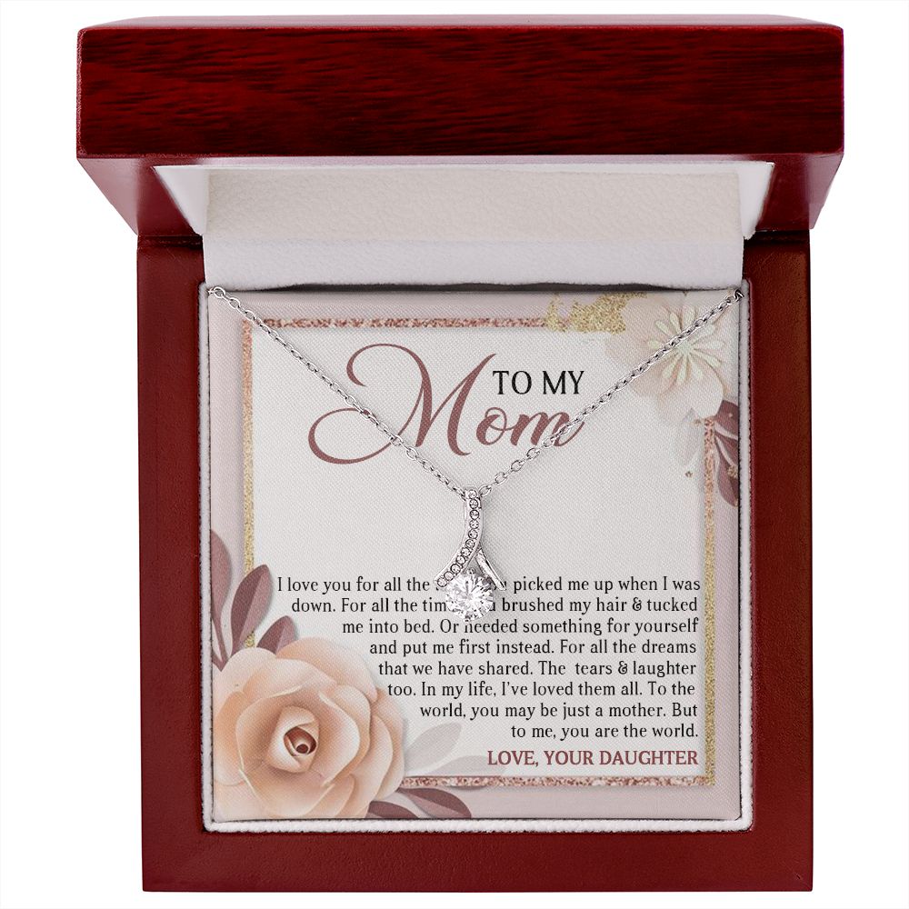 DEAR MOM, ALLURING BEAUTY NECKLACE FOR MOM, NECKLACE WITH MESSAGE CARD, MOTHER'S DAY GIFT FOR HER, FROM DAUGHTER