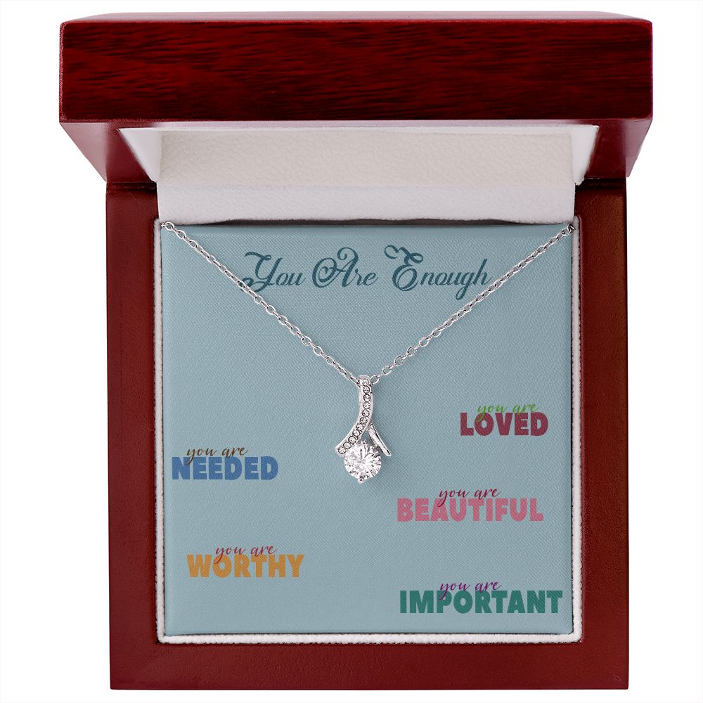YOU ARE ENOUGH, ALLURING BEAUTY NECKLACE FOR FRIENDS AND FAMILY, BIRTHDAY GIFT FOR HER, MOTIVATE YOUR LOVED ONES WITH THIS BEAUTIFUL MESSAGE CARD