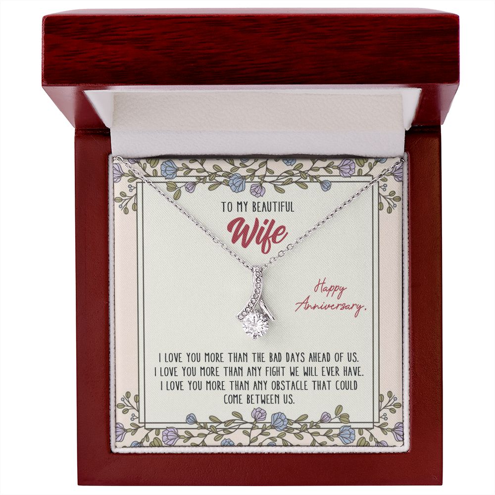 To My Anniversary Wife, Alluring Beauty Necklace, For Bride To Be, Necklace With Message Card, Gift For Her