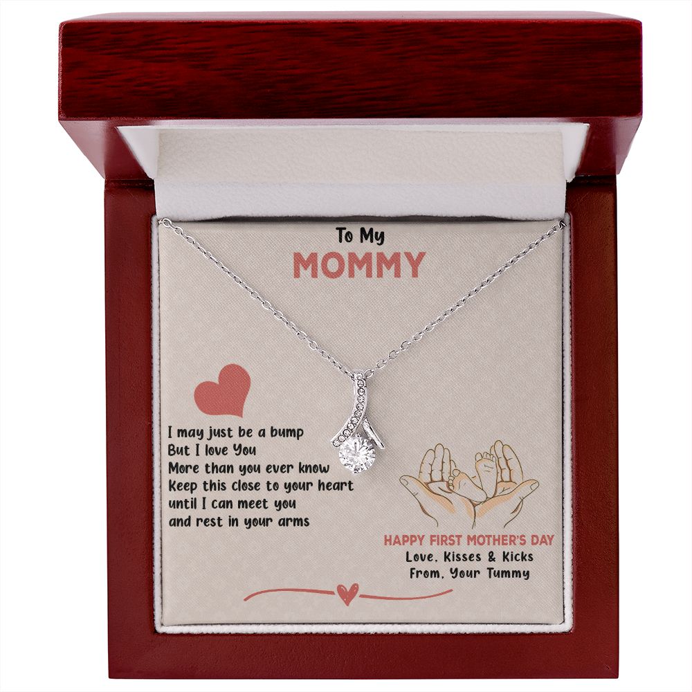 TO MY MOMMY, HAPPY FIRST MOTHERS DAY, ALLURING BEAUTY NECKLACE FOR MOM TO BE, NECKLACE WITH MESSAGE CARD, MOTHER'S DAY GIFT FOR HER