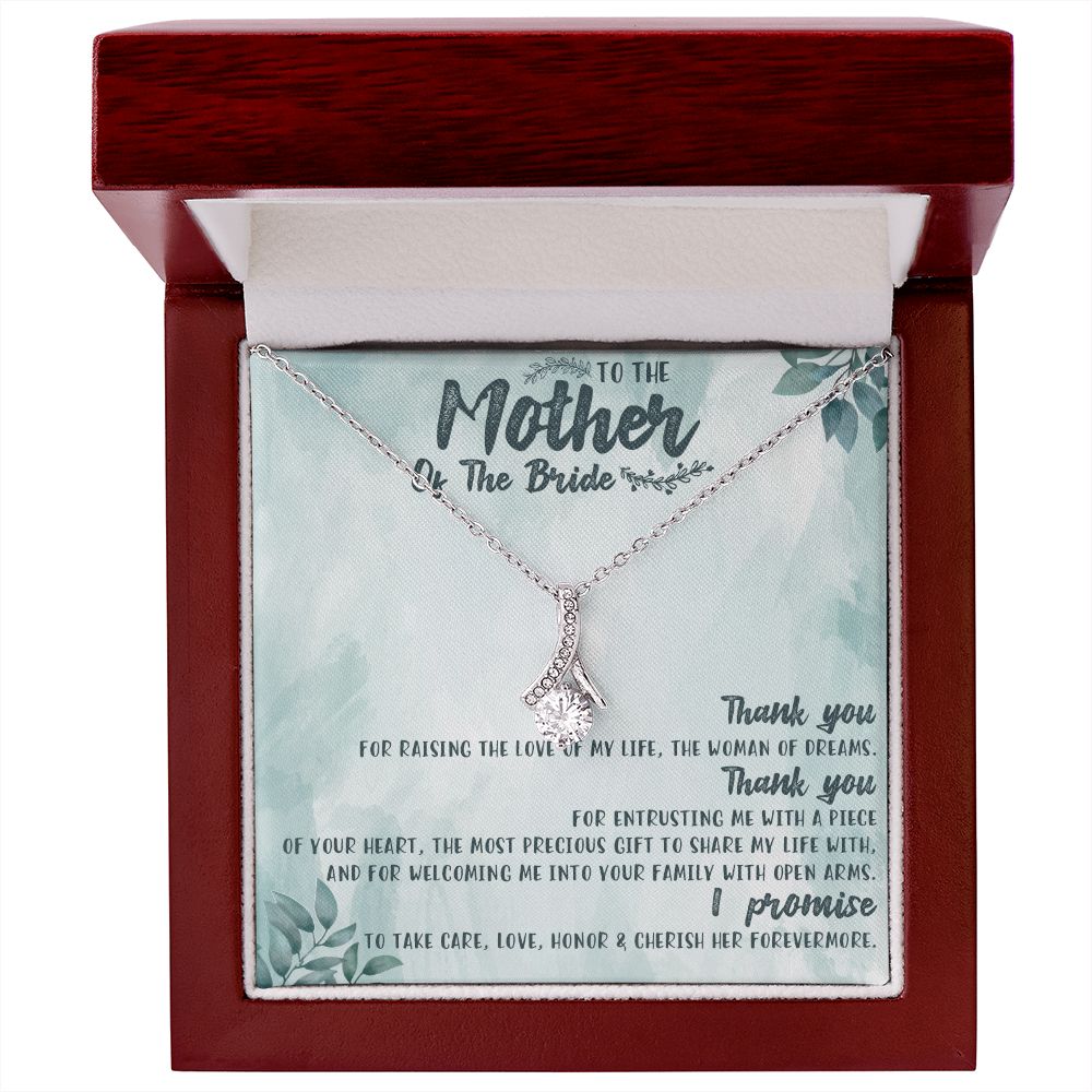 TO THE MOTHER OF THE BRIDE, ALLURING BEAUTY NECKLACE FOR MOM-IN-LAW, NECKLACE WITH MESSAGE CARD, BIRTHDAY, MOTHER'S DAY GIFT FOR HER