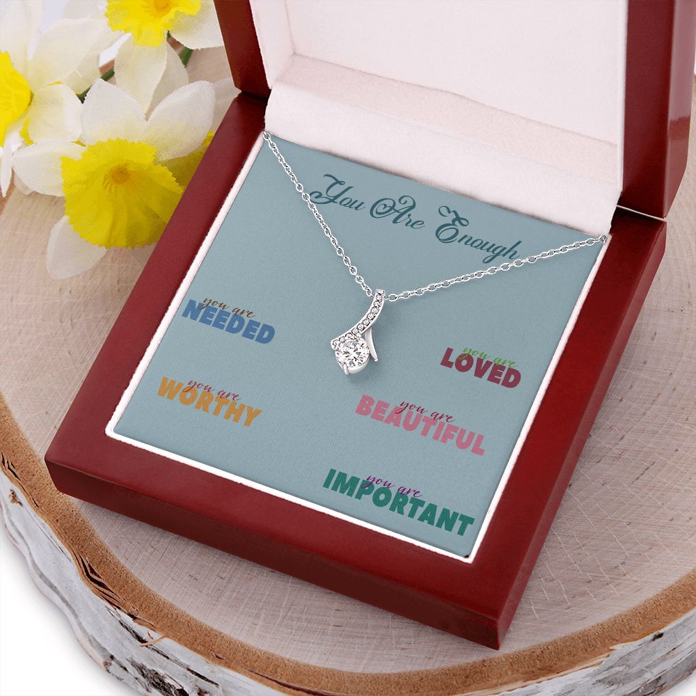 YOU ARE ENOUGH, ALLURING BEAUTY NECKLACE FOR FRIENDS AND FAMILY, BIRTHDAY GIFT FOR HER, MOTIVATE YOUR LOVED ONES WITH THIS BEAUTIFUL MESSAGE CARD