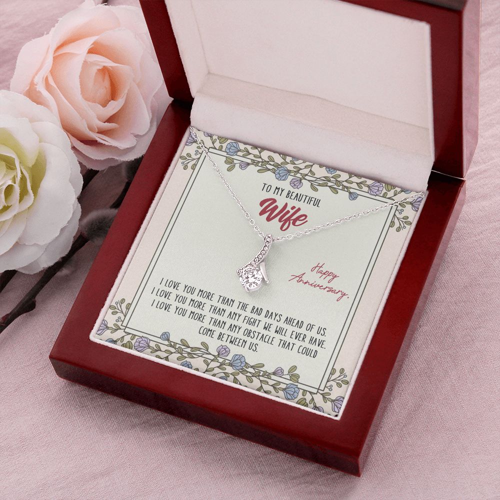 To My Anniversary Wife, Alluring Beauty Necklace, For Bride To Be, Necklace With Message Card, Gift For Her