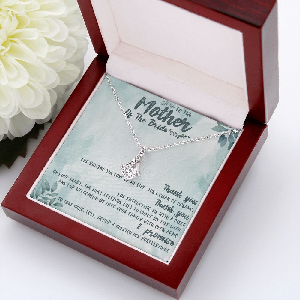 TO THE MOTHER OF THE BRIDE, ALLURING BEAUTY NECKLACE FOR MOM-IN-LAW, NECKLACE WITH MESSAGE CARD, BIRTHDAY, MOTHER'S DAY GIFT FOR HER