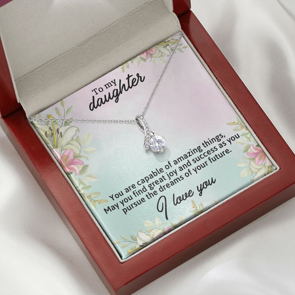 TO MY DAUGHTER, I LOVE YOU, LOVE KNOT NECKLACE WITH MESSAGE CARD, BIRTHDAY AND DAUGHTERS DAY GIFT FOR HER