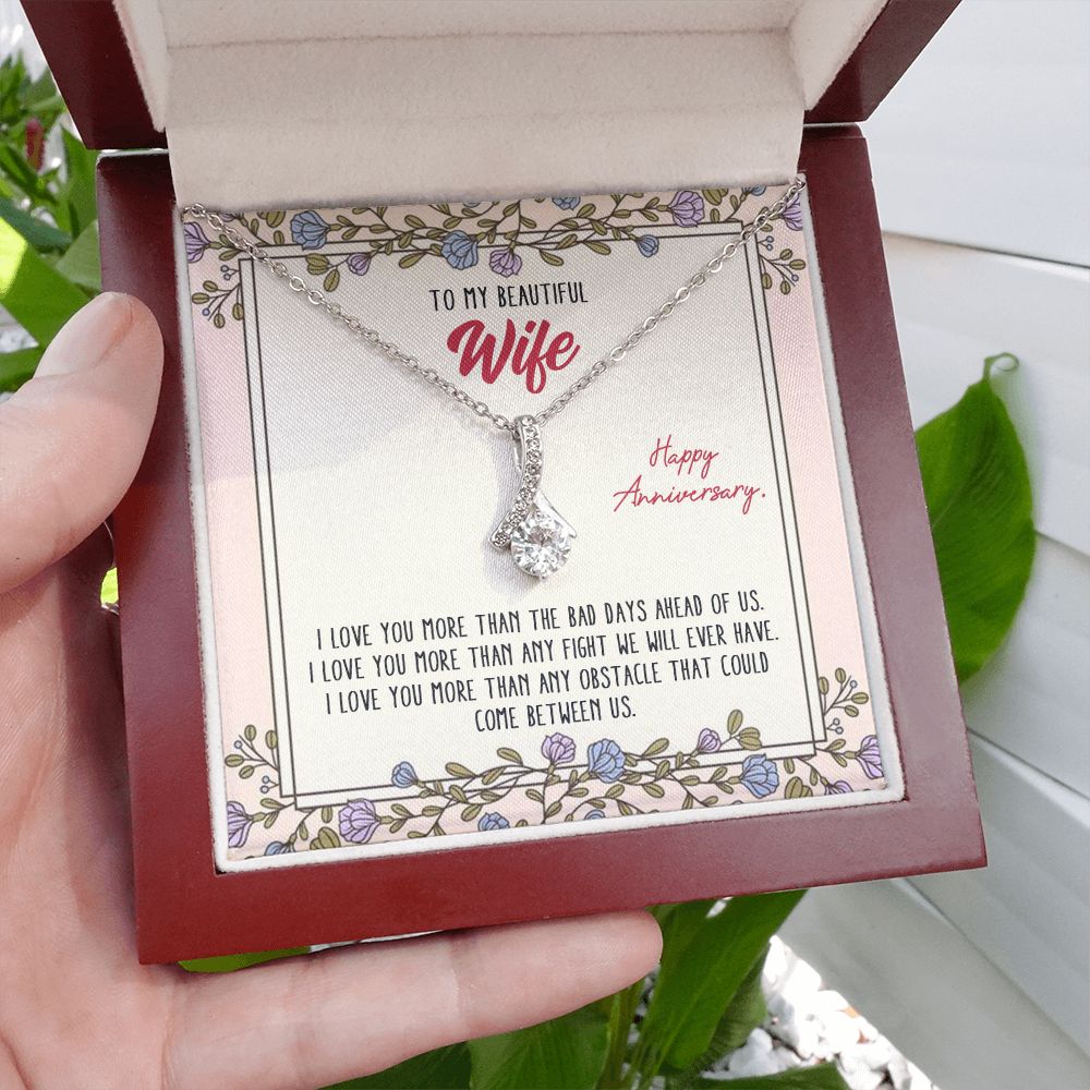 To My Anniversary Wife, Alluring Beauty Necklace, For Bride To Be, Necklace With Message Card, Gift For Her