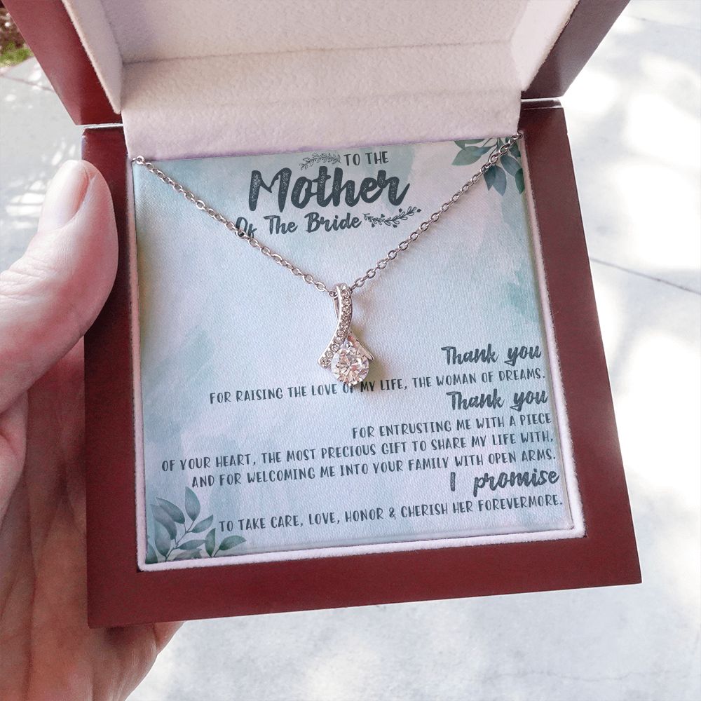 TO THE MOTHER OF THE BRIDE, ALLURING BEAUTY NECKLACE FOR MOM-IN-LAW, NECKLACE WITH MESSAGE CARD, BIRTHDAY, MOTHER'S DAY GIFT FOR HER