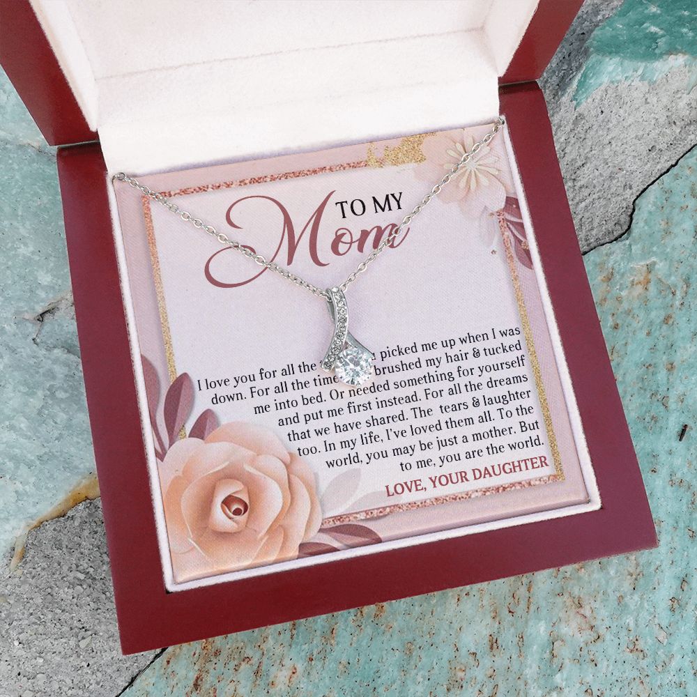 DEAR MOM, ALLURING BEAUTY NECKLACE FOR MOM, NECKLACE WITH MESSAGE CARD, MOTHER'S DAY GIFT FOR HER, FROM DAUGHTER
