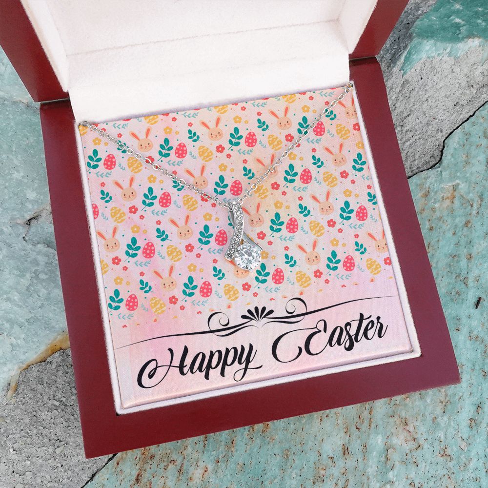HAPPY EASTER, ALLURING BEAUTY NECKLACE WITH MESSAGE CARD, EASTER GIFT FOR DAUGHTER, GRANDKIDS, TODDLERS,SISTER