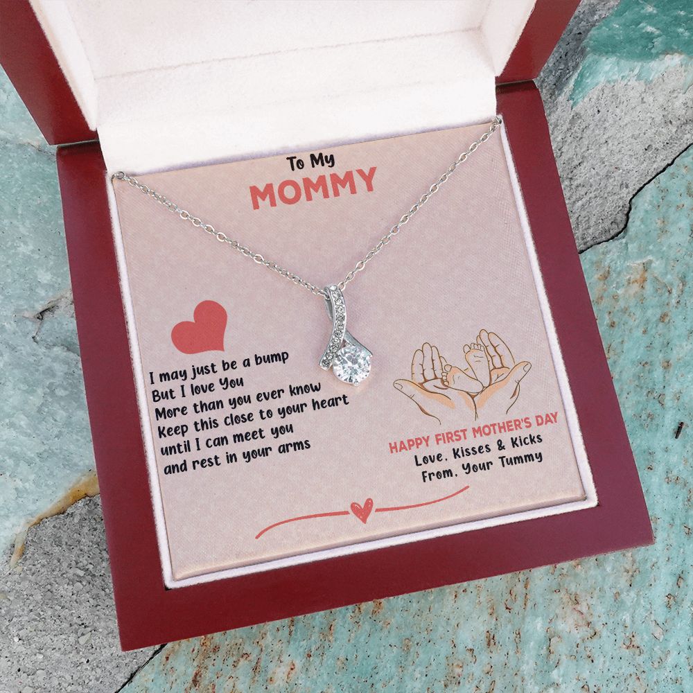 TO MY MOMMY, HAPPY FIRST MOTHERS DAY, ALLURING BEAUTY NECKLACE FOR MOM TO BE, NECKLACE WITH MESSAGE CARD, MOTHER'S DAY GIFT FOR HER
