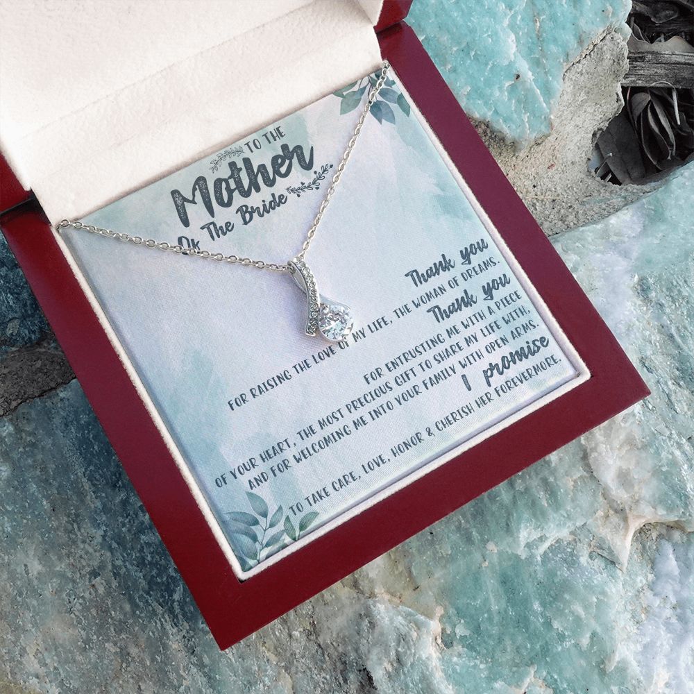 TO THE MOTHER OF THE BRIDE, ALLURING BEAUTY NECKLACE FOR MOM-IN-LAW, NECKLACE WITH MESSAGE CARD, BIRTHDAY, MOTHER'S DAY GIFT FOR HER