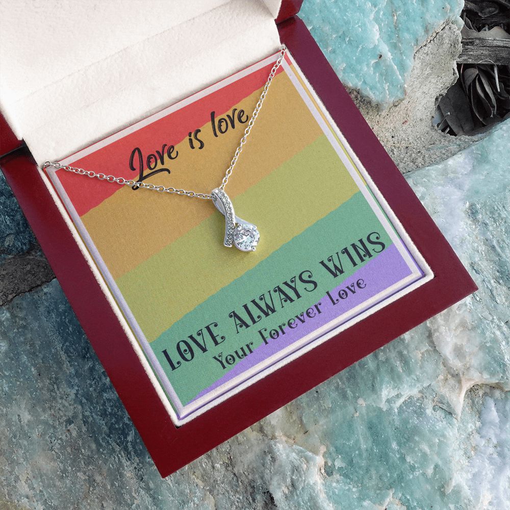 LOVE IS LOVE, ALLURING BEAUTY NECKLACE FOR SOULMATE, FOR YOUR LGBTQ PARTNER, WITH MESSAGE CARD, PRIDE NECKLACE,